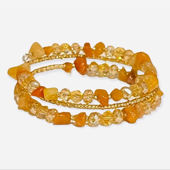 Brand New One Size I AM Beaded Spiral Elastic Bracelet In Sparkle Orange Color - Picture 4 of 8